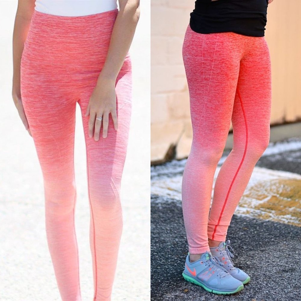 4 PACK: Dip dye ombré women’s stretchy athletic yoga high waist leggings
